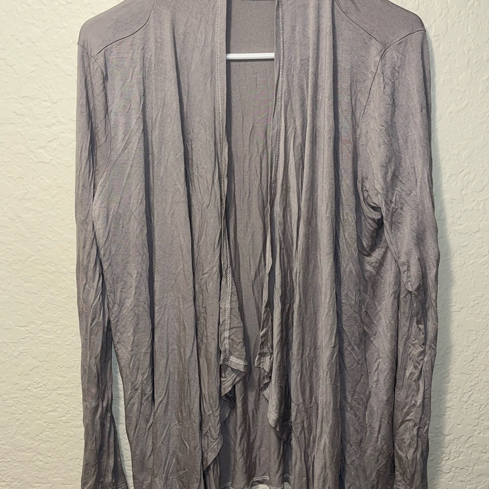 Gray Open Front Cardigan